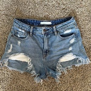 Hidden brand ripped jean shorts